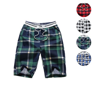 mens cotton plaid shorts