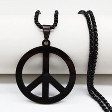 Collar colgante signo de la paz cadena de acero inoxidable hombres mujeres gótico punk collares