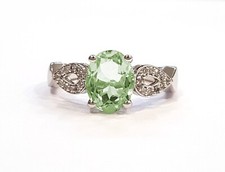 925 Natural Green Amethyst Women Oval Cut Anniversary Ring, for women