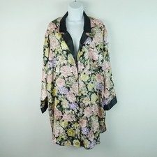 Vintage Victorias Secret Gold Label Floral Satin Sleep Shirt M L Glam Vamp 90s