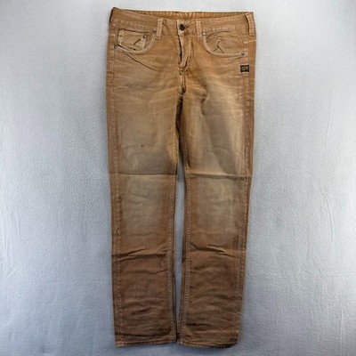 G Star Raw Jeans Men's 33x34 Fit 34x33 Brown Attacc Low Straight COJ Whisker y2k