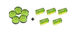 Mini Spirit Level Pack – 5 x Square Bar & 5 x Round Bubble Level  DIY, 29mm/12mm