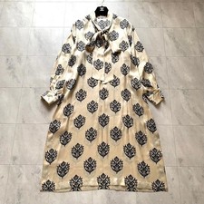 CELINE Phoebe Floral Print Bow Tie Dress Size 36 114cm Ivory Silk