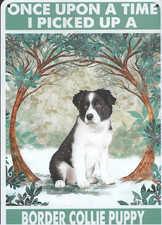 BORDER COLLIE PUPPY Once Upon A Time... Metal Sign 12'' X 8'' FREE SHIPPING