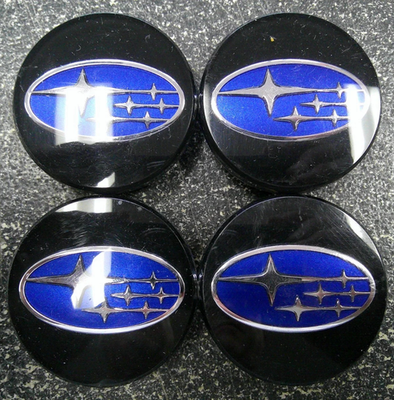 #ad Subaru Black amp; Blue In Acrylic OEM Center Caps 1 13 16quot; 46mm CAP PA6PPE Set 4* $45.00