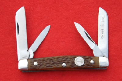 Boker USA 6484 Small Congress Knife  Jigged Brown Delrin Handles NEVER USED TREE