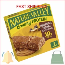 Nature Valley Creamy Protein Bars, Peanut Butter Chocolate, 10g Protein Snacks, 