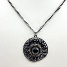 Black Statement Sunburst Pendant Necklace Gothic Bohemian Layering Accessory Y2K