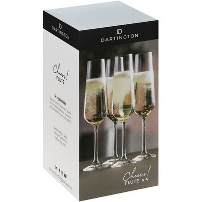 Dartington CHEERS! Sektflöten 4er Set Bleifrei Kristall Geschenk Verpackt