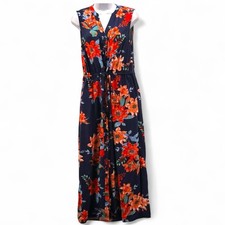 Talbots Womens Maxi Dress Size 6 Floral Button Front Beach Aloha Vacation
