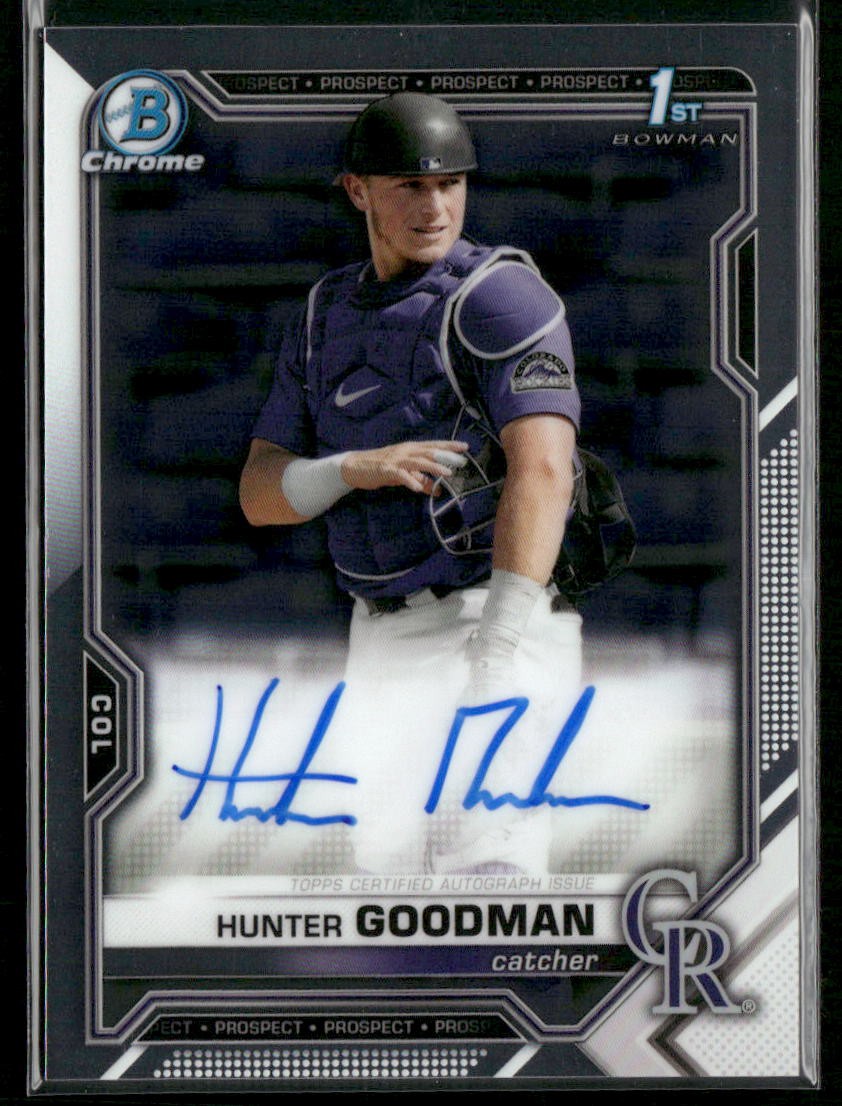 2021 Bowman Draft #CDA-HG Hunter Goodman Chrome Draft Pick Autographs