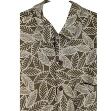 Tommy Bahama XL Silk Brown Olive Mens Hawaiian Shirt Fall Leaves