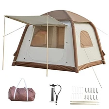 Inflatable Camping Tent, 2/4/6/8 Person Glamping Inflatable 2-4 Persons/Brown