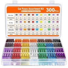 300Pcs Car Fuse Assortment Kit, 160 Mini 90 Standard 50 Micro Blade Fuses