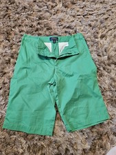 Polo Ralph Lauren Boys Green Cotton Chino Shorts Size 16 Zip Closure