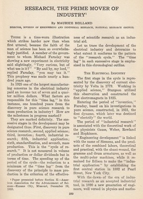 RESEARCH, THE PRIME MOVER OF INDUSTRY. AN ORIGINAL ARTICLE FROM THE SCIENTIFIC M