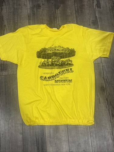 Vintage Screen Stars Herschell Carrousel Museum Womens Elastic Bottom TShirt LG