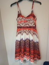 fab'rik Cotton Sun Dress Womens L Large Abstract Ikat Geometric Multi Color Mini
