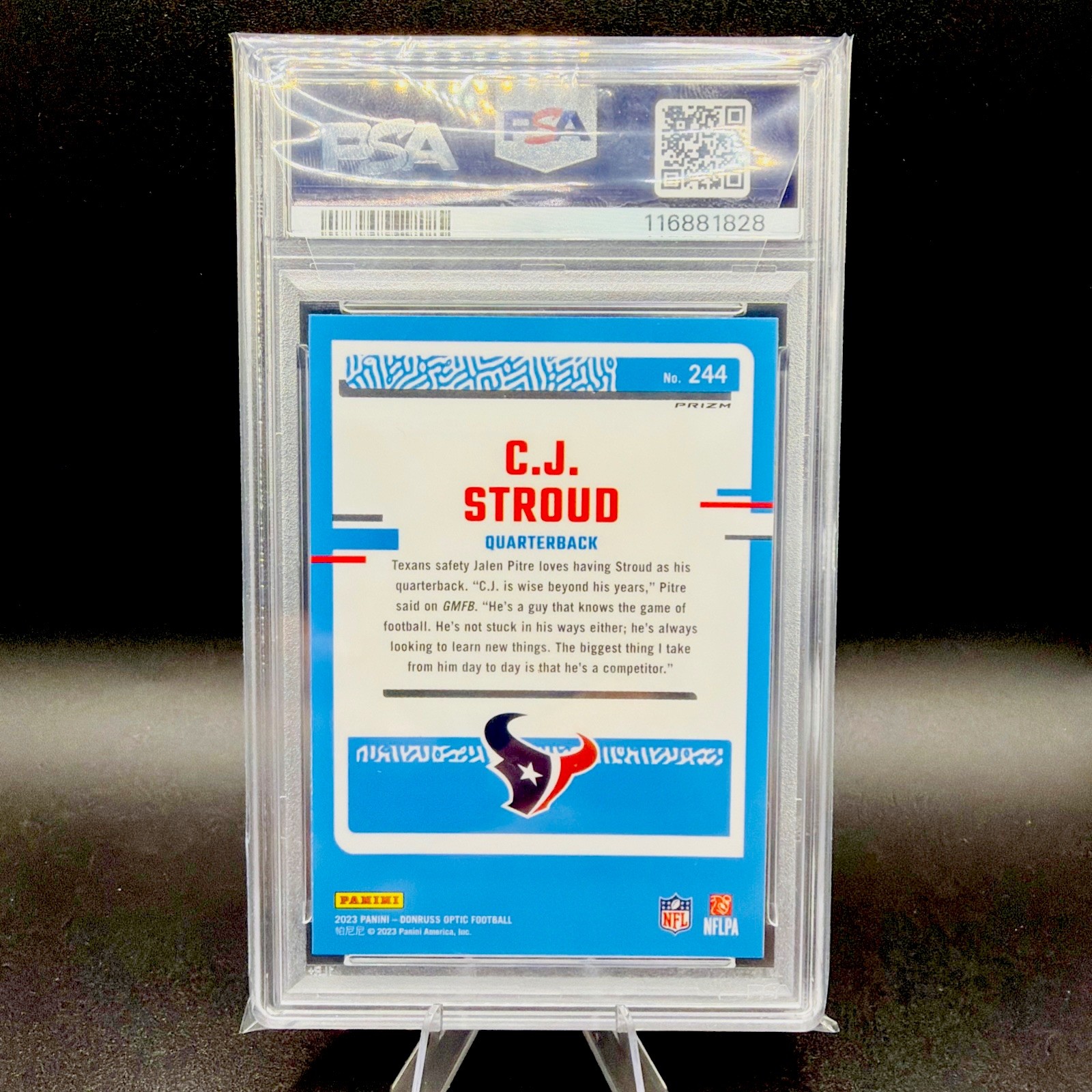 2023 DONRUSS OPTIC CJ STROUD HOLO #244 RATED ROOKIE PSA 10 GEM 💎 view 2