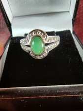 ring with green decoration costume jewellery imitation jafe and diamente pretty