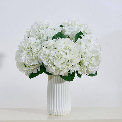White Silk Hydrangea Artificial Flowers 2 In. H Ivory Faux Bouquets for Home Tab