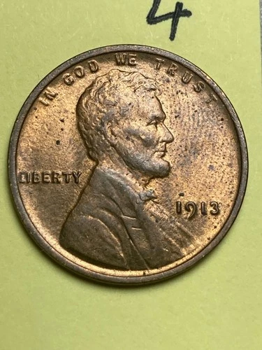 1913 LINCOLN WHEAT CENT,  high condition coin, AU, Almost Uncirculated #4