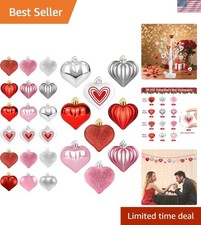 Valentine Day Decorations Heart Ornaments Hanging Baubles 36pcs Romantic