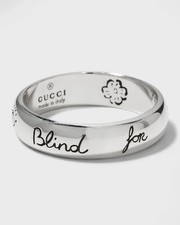 New Gucci Blind for Love 5mm Sterling Silver Ring Size IT17 US8 Authentic