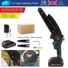 6'' 21V Cordless Mini Chainsaw Electric One-Hand Saw Wood Cutter w/ 21V Battery