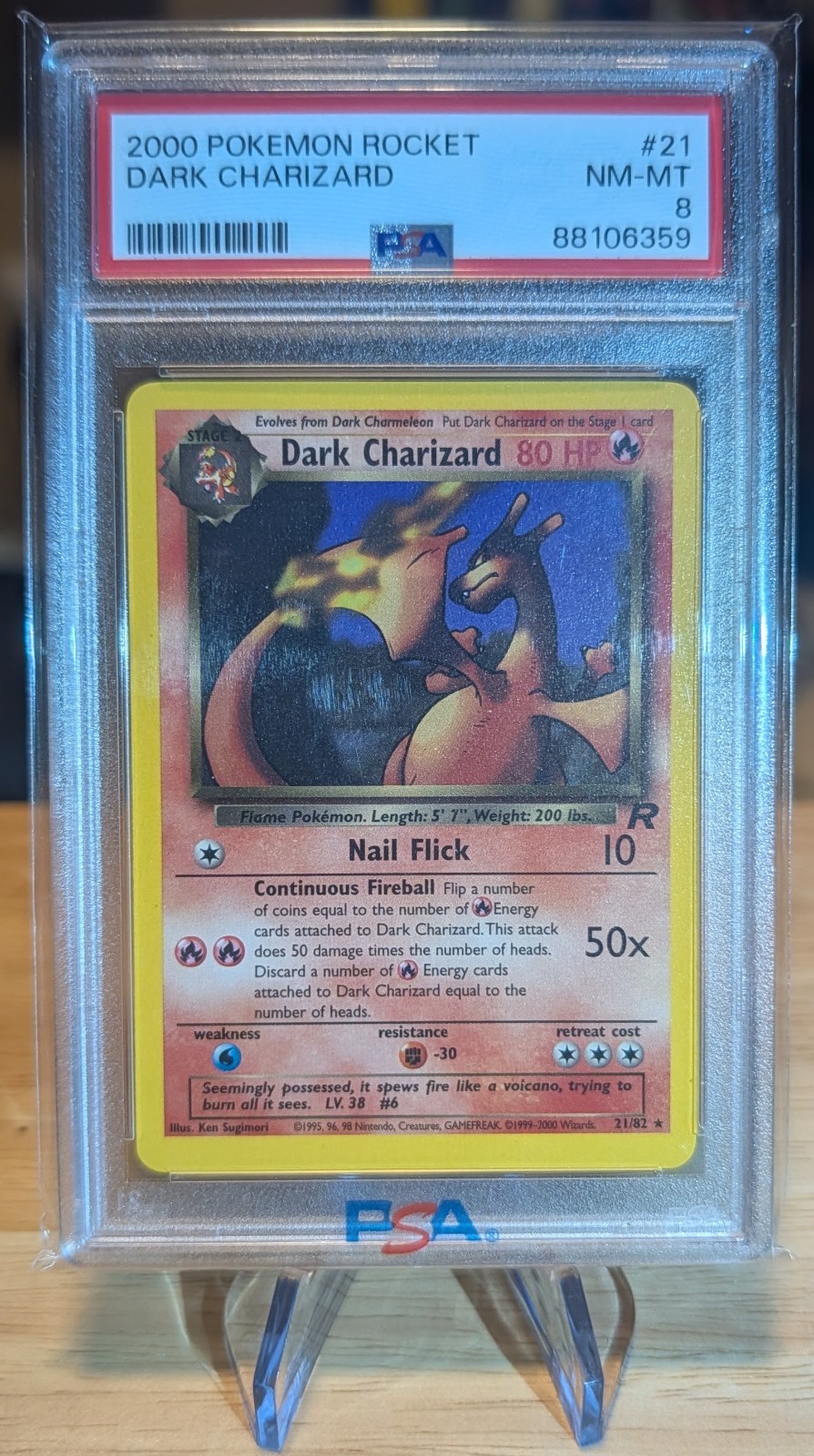 PSA 8 NM-MT Dark Charizard 21/82 Team Rocket