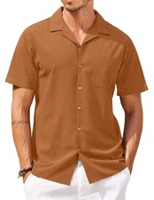COOFANDY Men Beach Linen Shirts Boho Hippie Shirts Summer Cotton Tops Big and