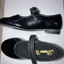 Dance Class MJ100 Black Patent Mary Jane Tap Shoes Girls Size 11