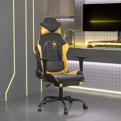Chaise de Jeu avec Repose-pied Noir et Orange Similicuir Fauteuil Siège vidaXL - Photo 1/4