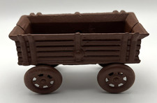Cast Iron Small Hay Wagon Toy, Painted Brown in Good Shape 