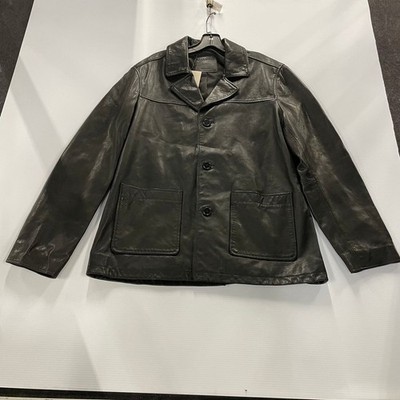 ALL SAINTS Lucas Leather Coat Men's Size US L Black