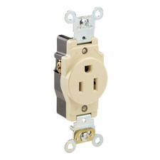 15 Amp, 125 Volt, Industrial Heavy Duty Grade, Single Receptacle, Straight Blade
