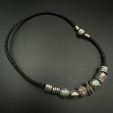 Pandora Armband 9 Charms Tiere Leder & 925 Teddy Bär Fisch