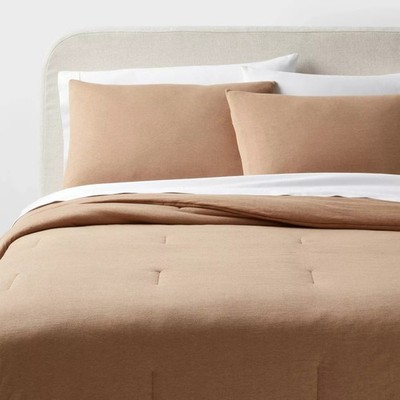 3pc Full/Queen Jersey Comforter and Sham Set Light Brown - Threshold