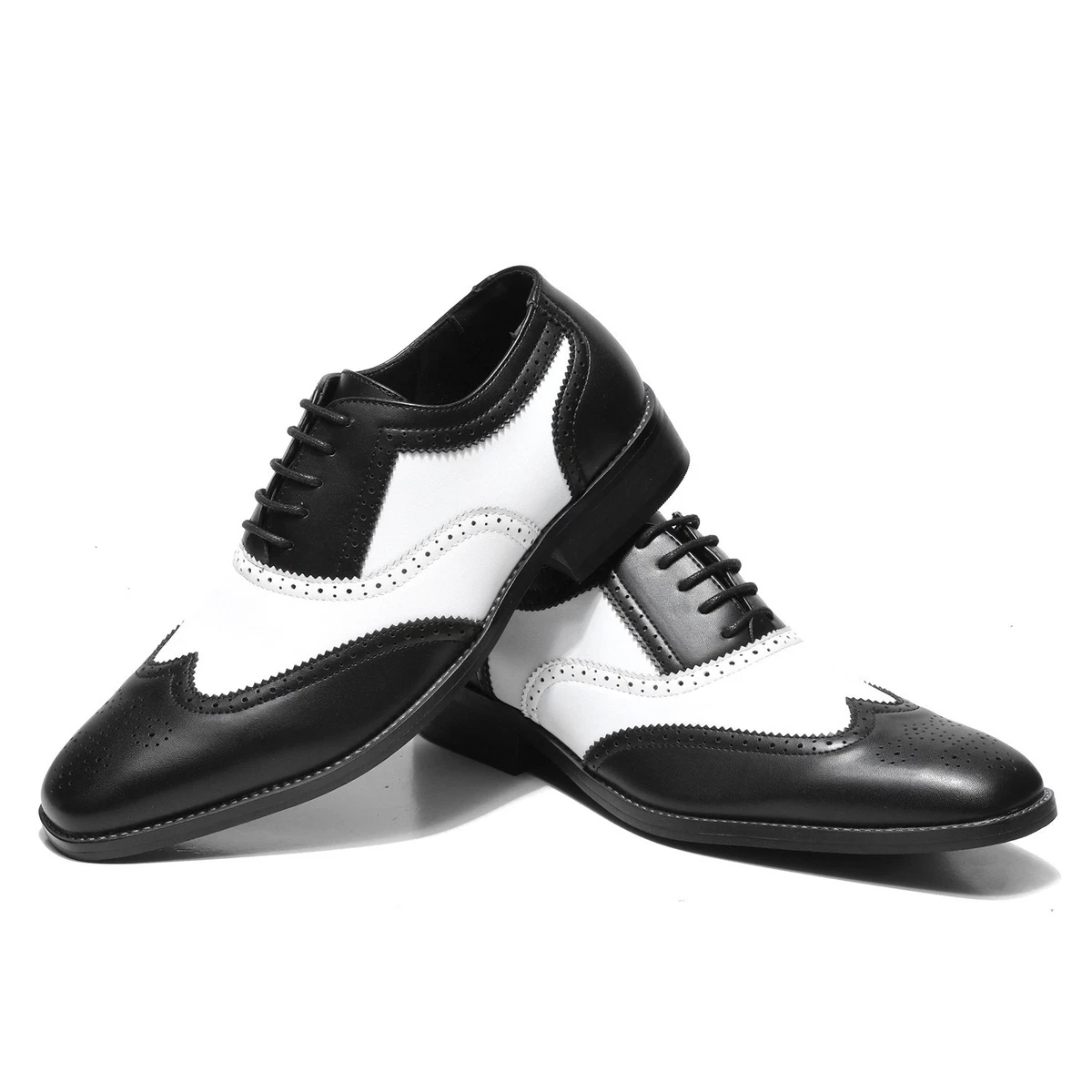 Mens Black And White Wingtip Shoes In Men's Dress & Formal Shoes for sale |  eBay