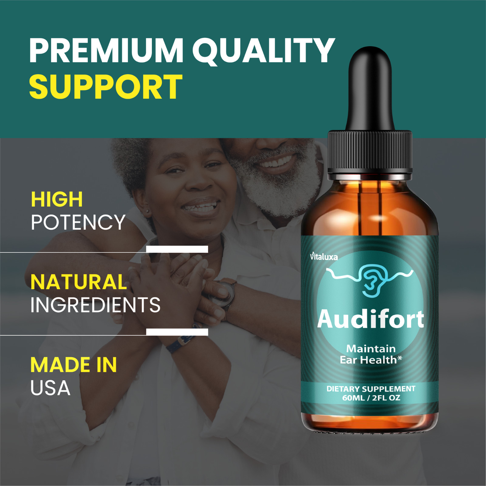 Audifort Liquid Drops, Advanced Ear Health and Hearing Support Formula (2oz)