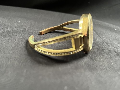 Woman's Sutton Gold Color But Worn Crystal Cuff Watch - Used But Working - Picture 3 of 7
