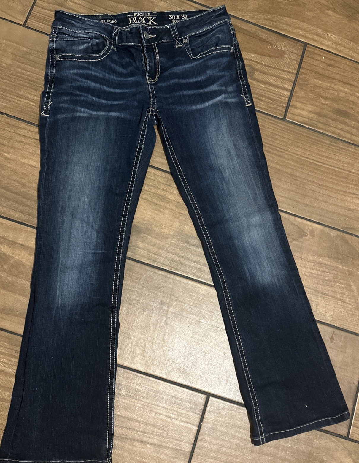 Buckle Black Jeans Womens 30x32 Bootcut Style No. 53 Blue Distressed #BBW1514 A5