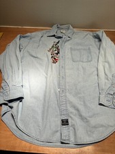 1996 Warner Bros Large Button Denim Shirt Embroidered Bugs Bunny Looney Tunes