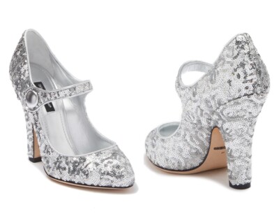silver sequin heels