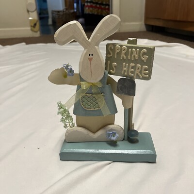  Get Easter Ready   Spring Is Here  Rabbit Stand Sign Plaque Figure 5.75 x8.5 