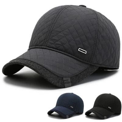 MARKENLOS Basecap Baseballcap Schirmmütze Wintercap mit Ohrenklappen Leder Kappe Herren DE