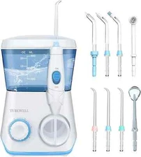 TUREWELL Water Flossing Oral Irrigator 600ML Dental Cleaner 10 Adjustable White