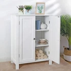 Bathroom Cabinet Floor Storage Cabinet with Adjustable Shelf Freestanding White