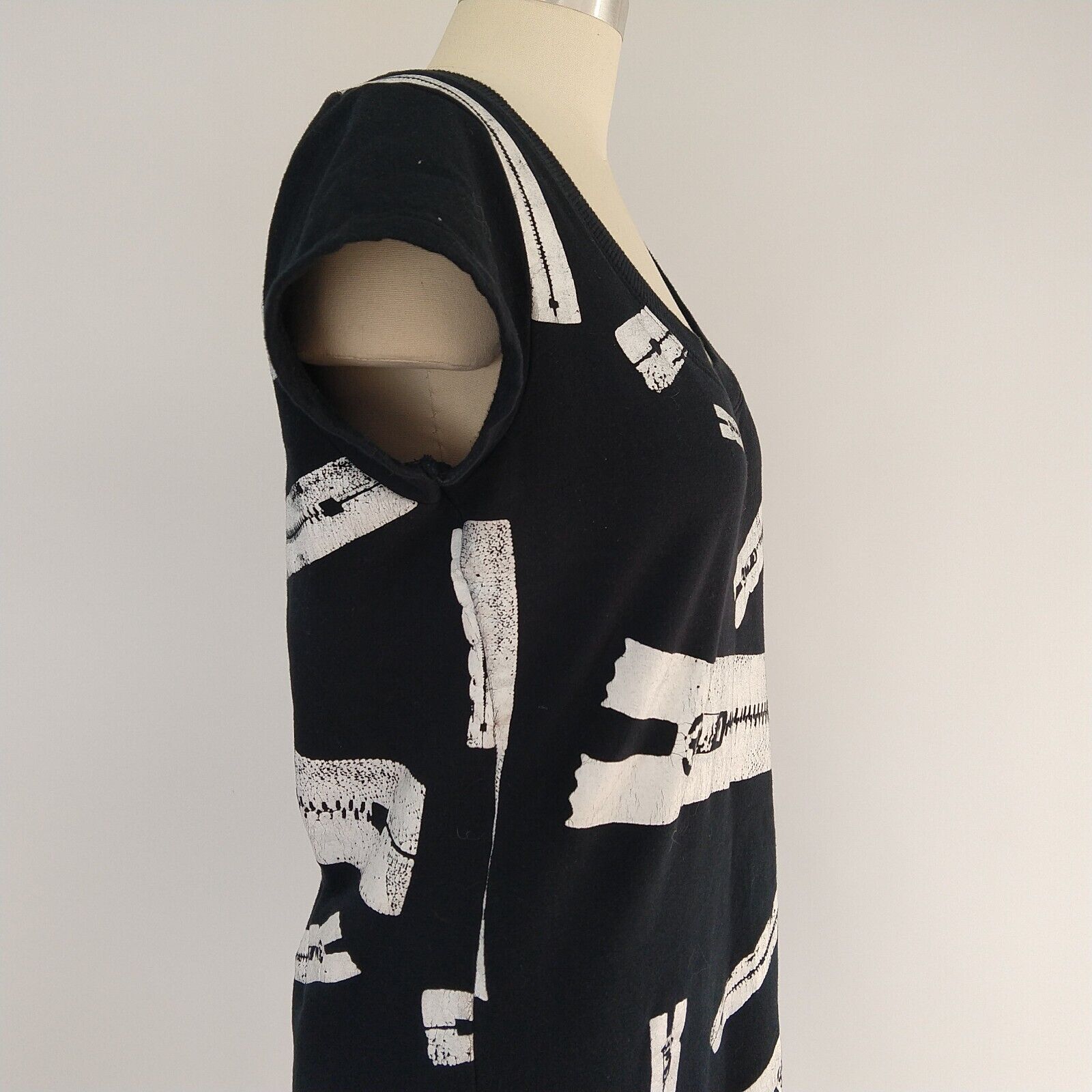 Vintage 90's Grunge Goth Zipper Print Mini Dress … - image 6
