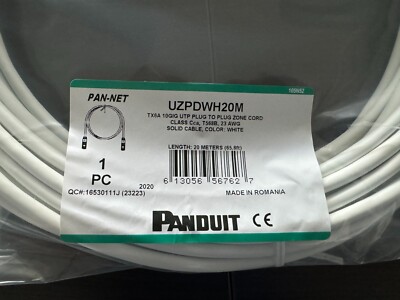 20m Cat6 10 Gig Original Panduit RJ45 TX6A UZPDWH20M
